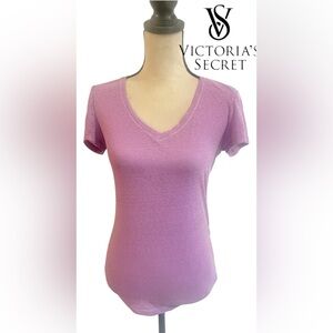 Victoria Secret Cotton Lingerie Purple V Neck Tee - S